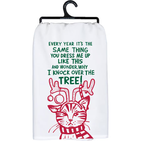 Cat Why I Knock Over the Tree Kitchen Towel