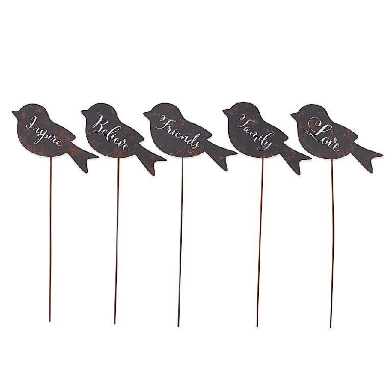 Assorted Rustic Tin Bird Picks (6 Styles)