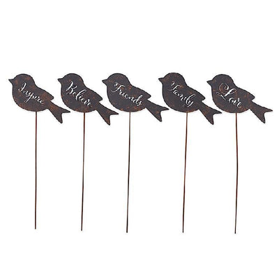 Assorted Rustic Tin Bird Picks (6 Styles)