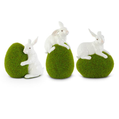 Assorted Moss Eggs with Glossy White Rabbits (3 Styles)