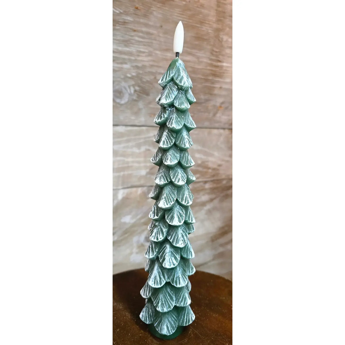 Green Christmas Tree Taper with 3D Flame