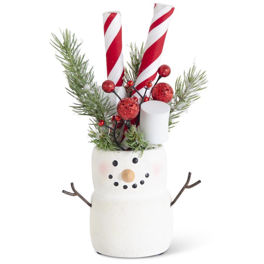 Marshmallow Snowman with Peppermint Stick