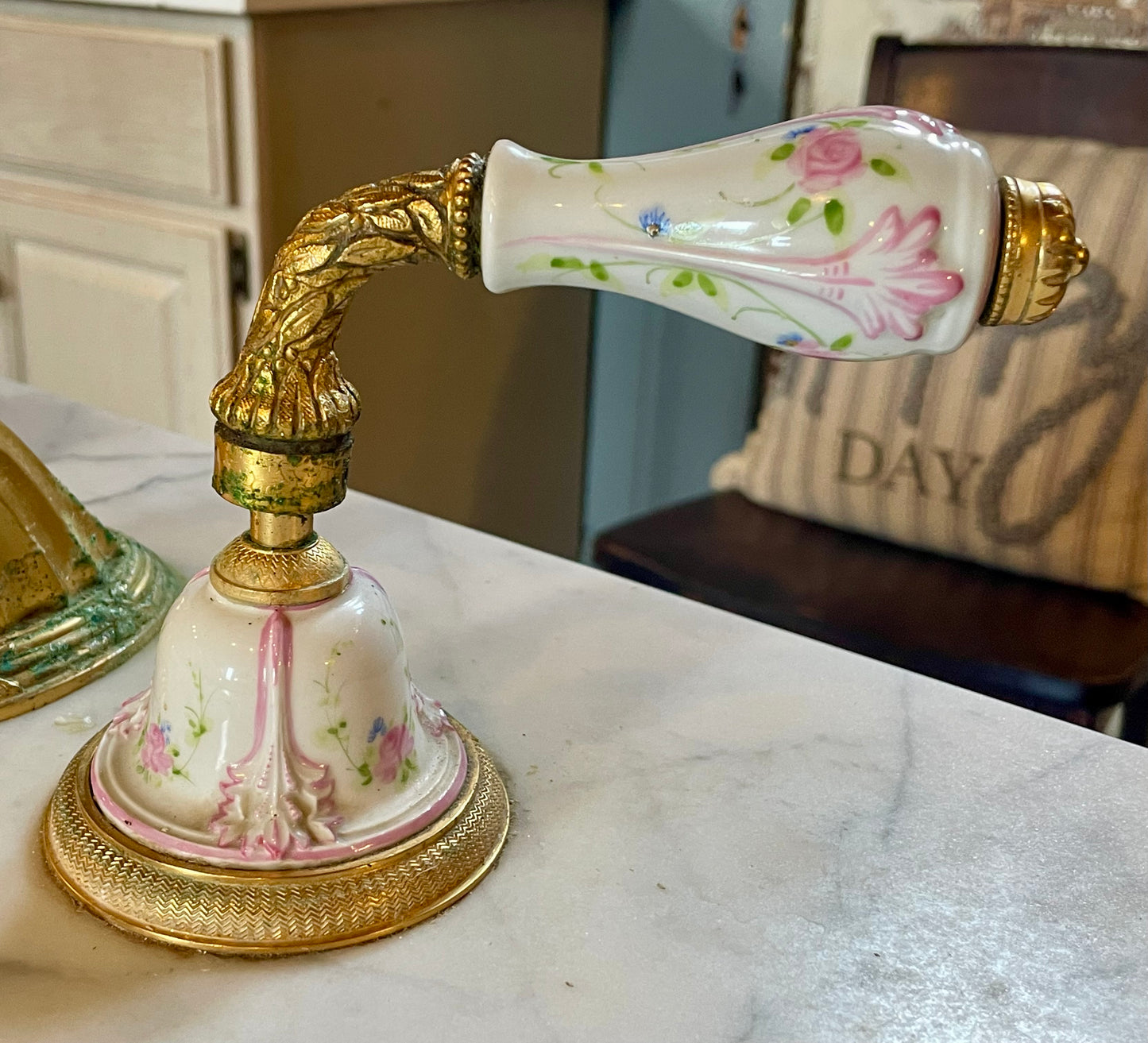 Vintage Marble-Top Vanity with Brass Fixtures (Store Pick Up Only)