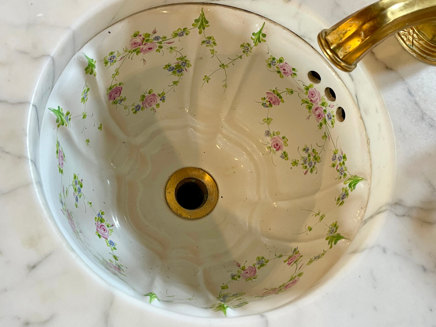 Vintage Marble-Top Vanity with Brass Fixtures (Store Pick Up Only)