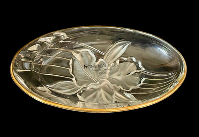 Crystal Golden Orchid Oval Dish