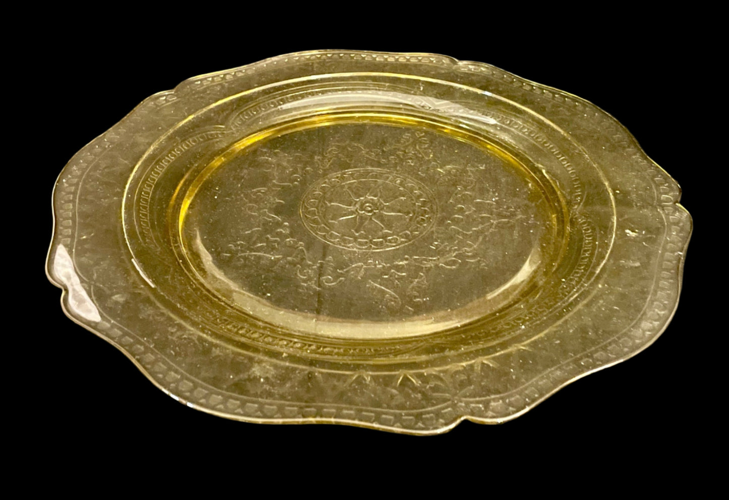 Federal Patrician Etched Amber Plate
