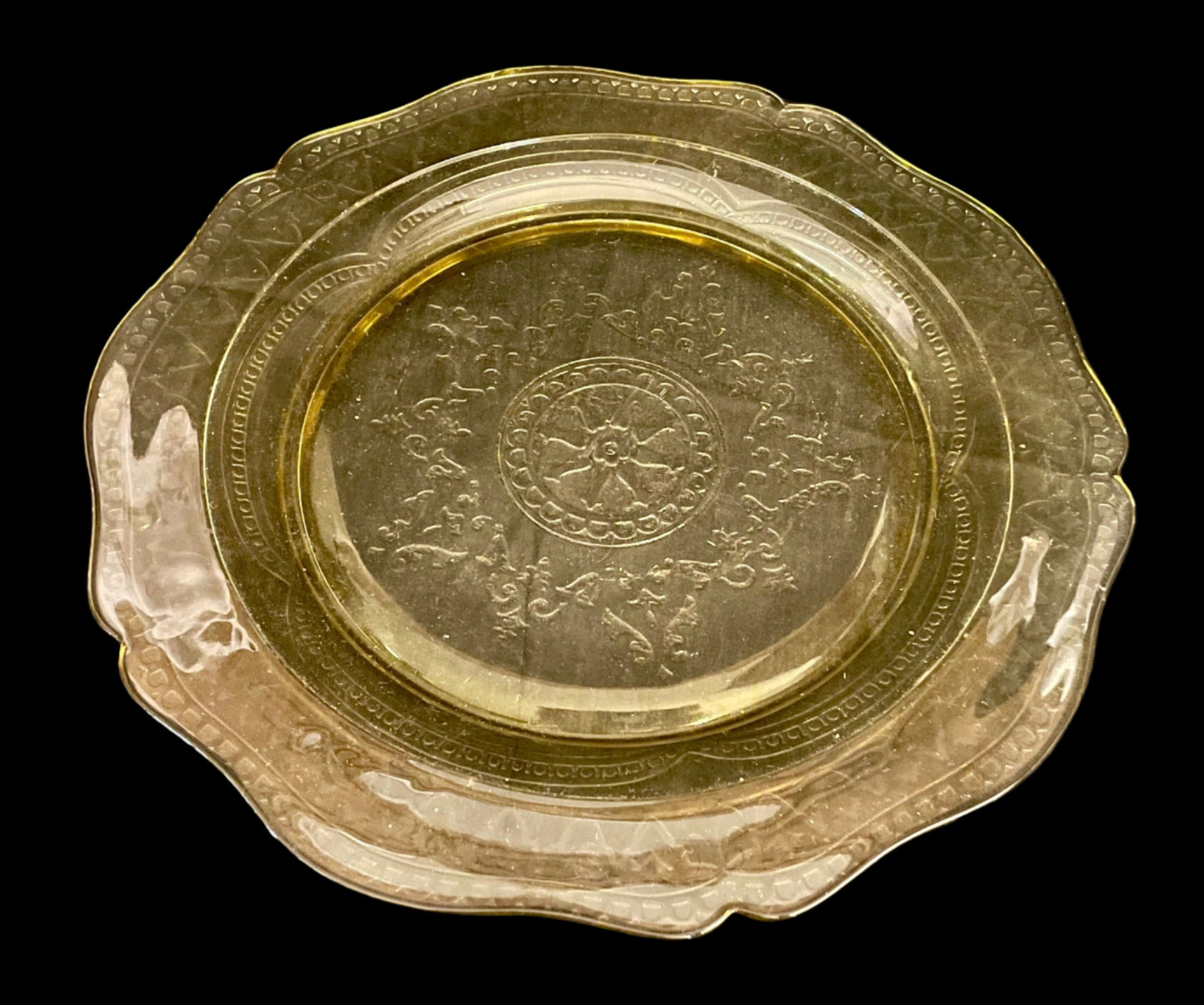 Federal Patrician Etched Amber Plate