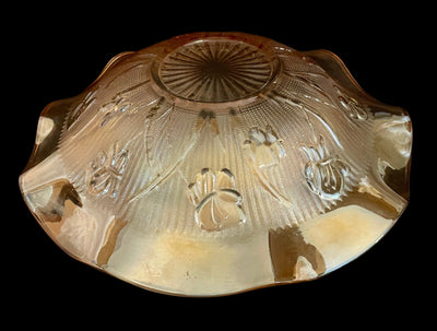 Jeanette Glass Iris & Herringbone Iridescent Bowl