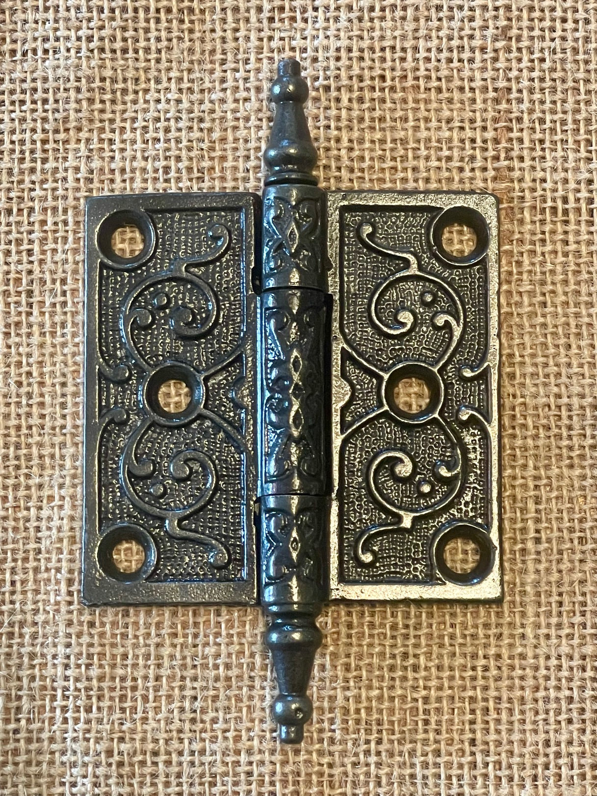 Antique Decorative Cast Iron Steeple Tip Door Hinge - 3" x 3"