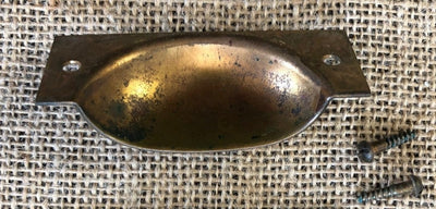 Antique Brass Cup Bin Pulls back