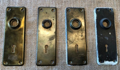 Antique Brass Doorknob Backplate - 5¾" Front