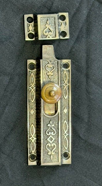 Antique Cast Iron Surface-Mount Slide Bolt Latch