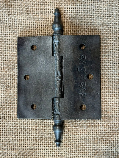 Antique Decorative Cast Iron Steeple Tip Door Hinge - 3½" x 3½"