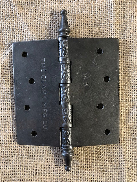 Antique Decorative Steeple Tip Door Hinge - 4½" x 4½"