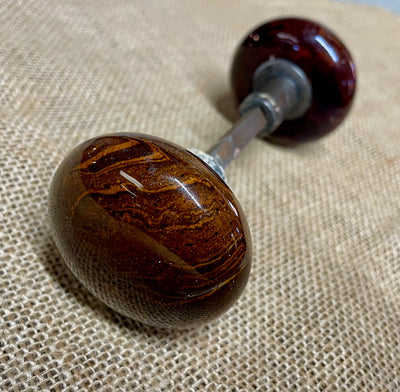 Antique Brown Porcelain Door Knob Set