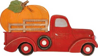 Red Truck With Pumpkin Sign