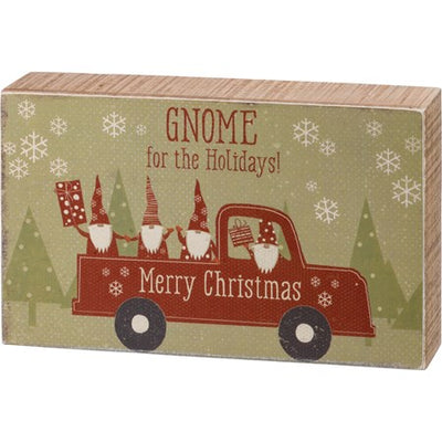 Gnome For The Holidays Box Sign