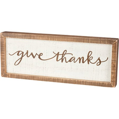 Give Thanks Inset Box Sign