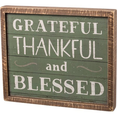 Grateful Thankful And Blessed Inset Box Sign