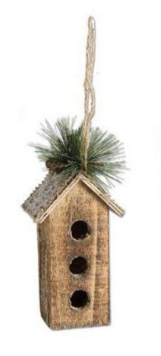 Wood Birdhouse Ornaments With Burlap Pine & Glitter - 5 Styles 2