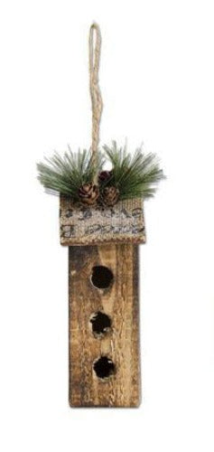 Wood Birdhouse Ornaments With Burlap Pine & Glitter - 5 Styles 3