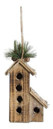 Wood Birdhouse Ornaments With Burlap Pine & Glitter - 5 Styles 4