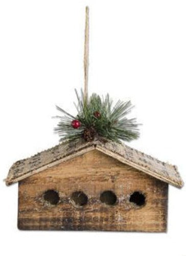 Wood Birdhouse Ornaments With Burlap Pine & Glitter - 5 Styles 5