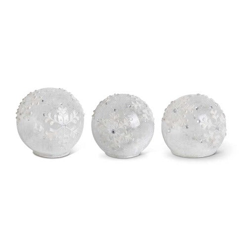 Clear LED Snowflake Tabletop Glass Globes
