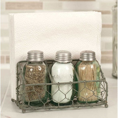 Chicken Wire Salt Pepper and Napkin Caddy