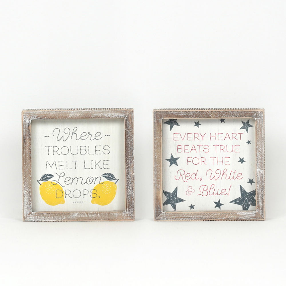 Reversible Lemon Drops/Red, White, Blue Framed Sign