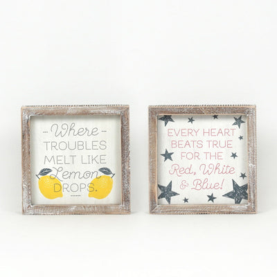 Reversible Lemon Drops/Red, White, Blue Framed Sign