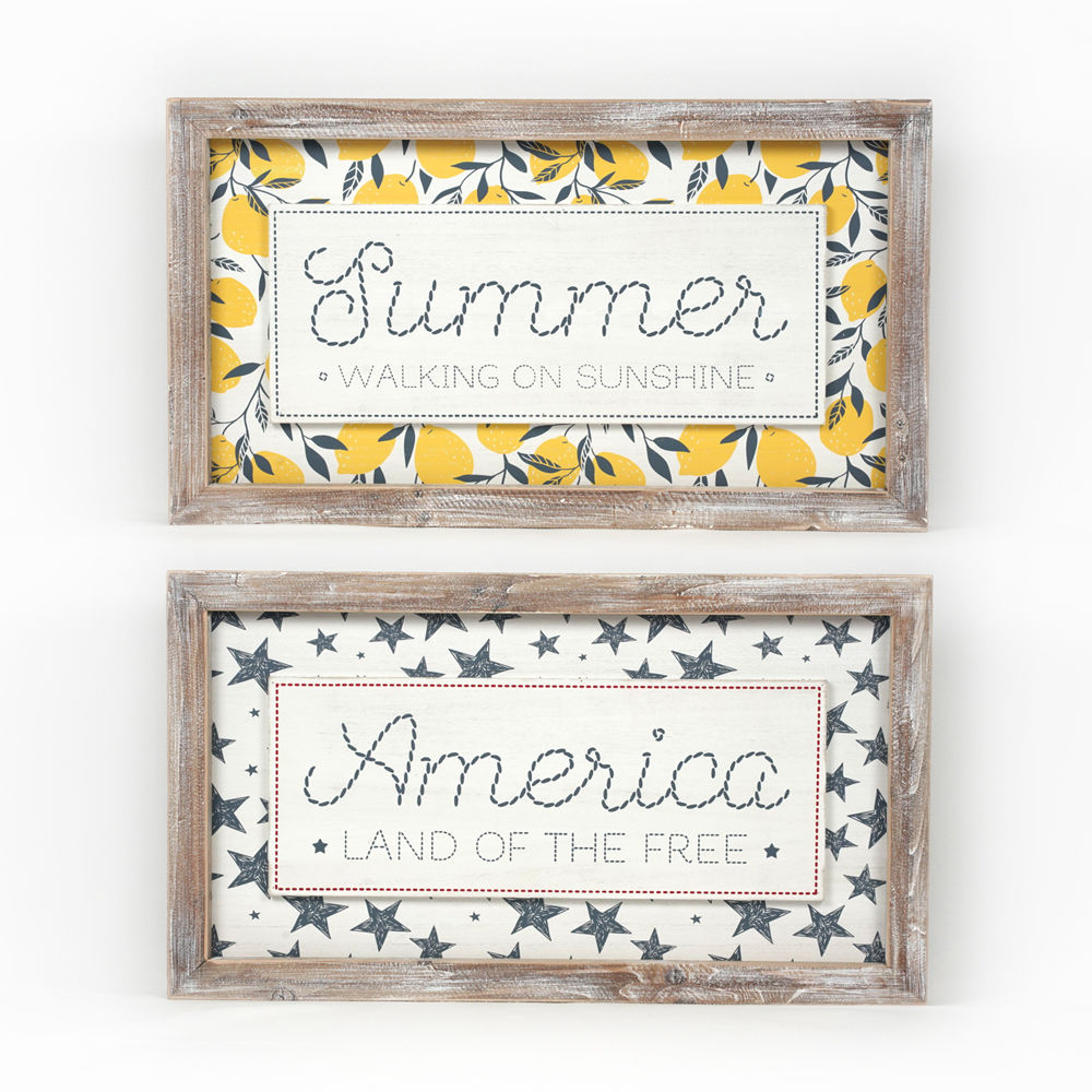 Reversible Summer/America Framed Sign