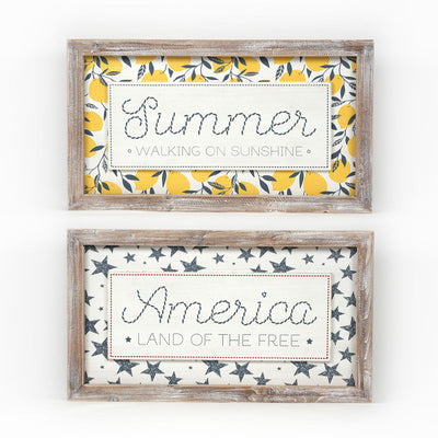 Reversible Summer/America Framed Sign