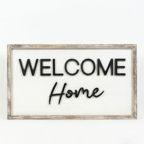 Reversible Wood Framed Welcome Home & Tree Sign welcome