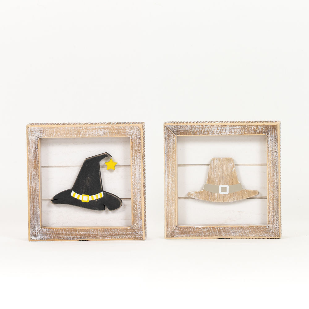 Reversible Witch/Pilgrim Hat Block Sign