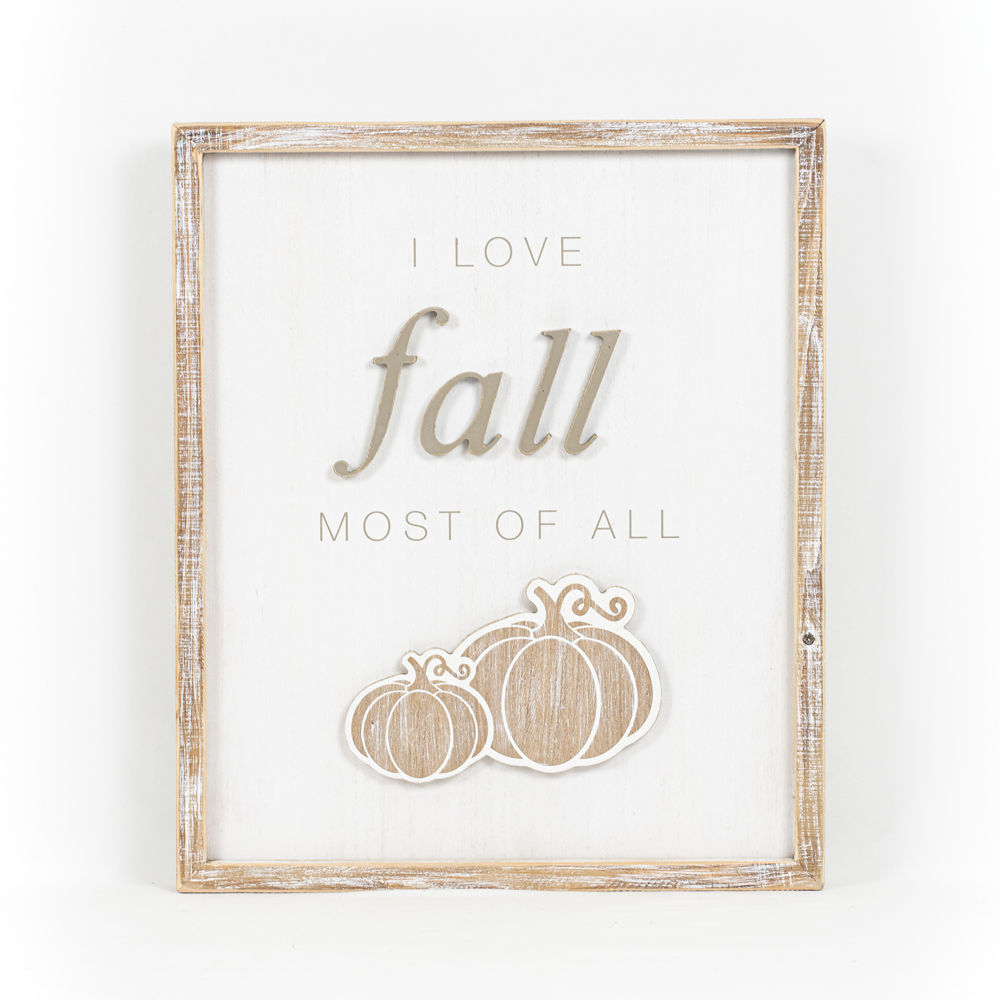Reversible The Witch Is In/I Love Fall Most of All Block Sign