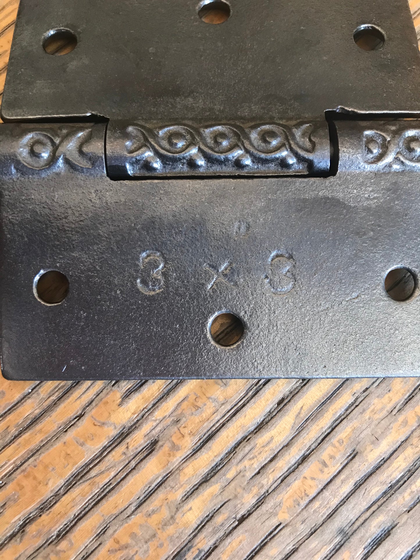Antique Decorative Cast Iron Steeple Tip Door Hinge - 3" x 3"