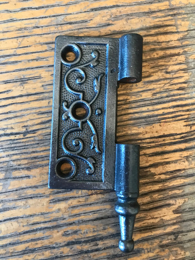Antique Decorative Cast Iron Door Hinge - Left Half Only - 3" x 3"