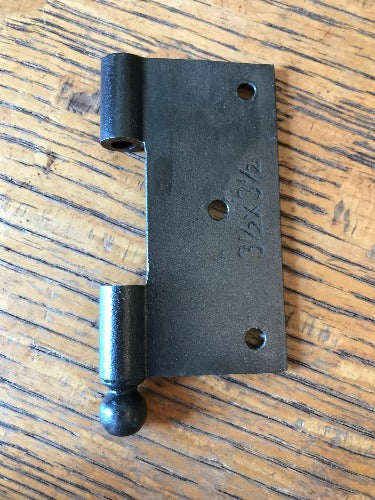 Antique Cast Iron Ball Tip Door Hinge, Left Half Only - 3½" x 3½" back