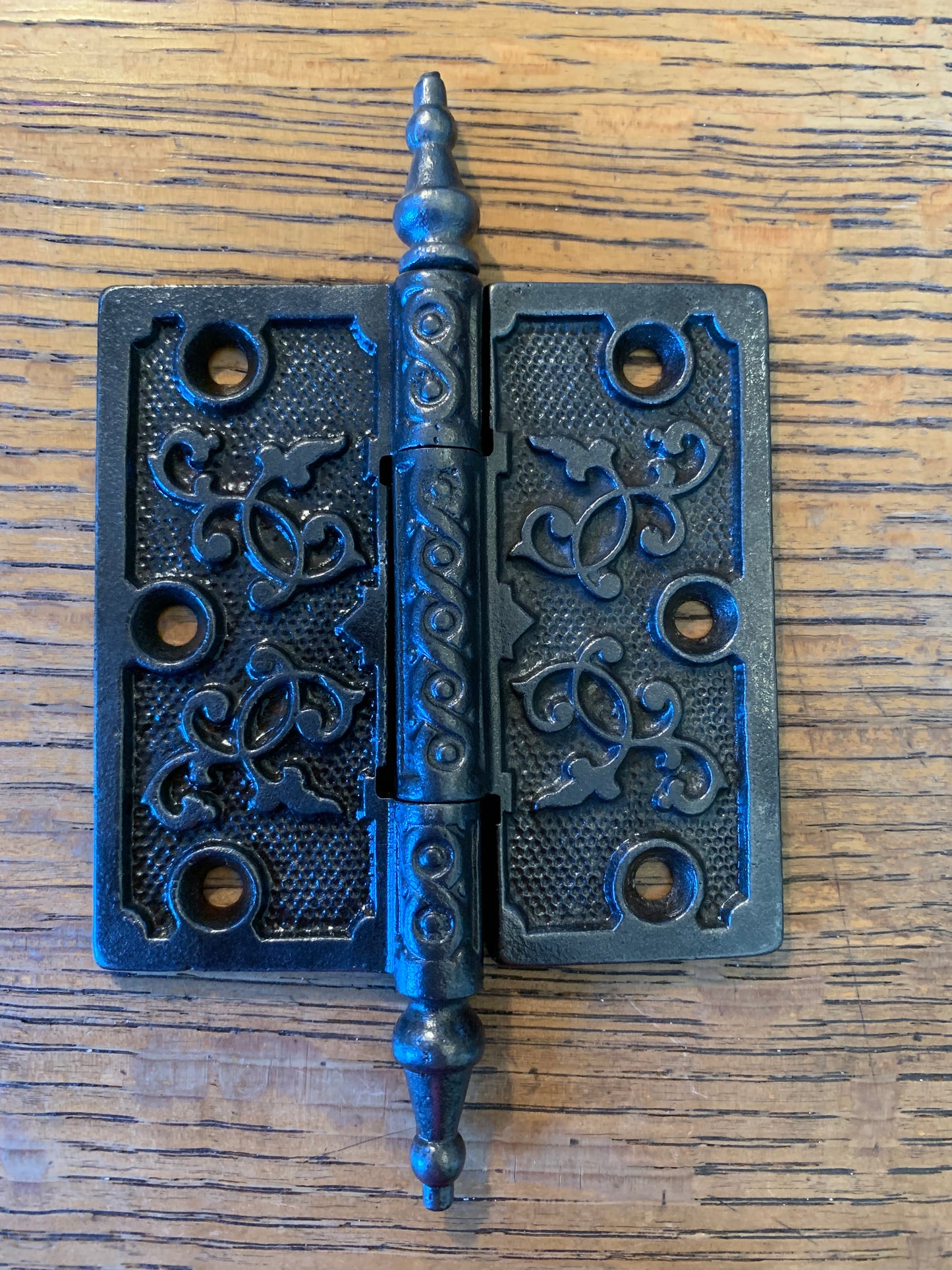 Antique Decorative Cast Iron Steeple Tip Door Hinge - 4" x 4"