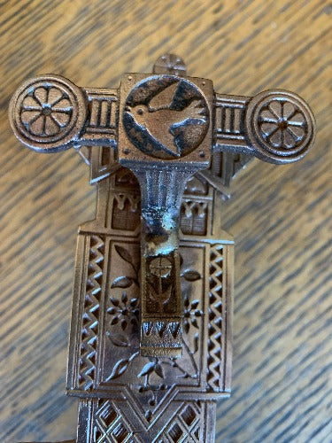 Antique Decorative Bronze Bird Door Bell Lever - 2¼" x 6¼" close up front