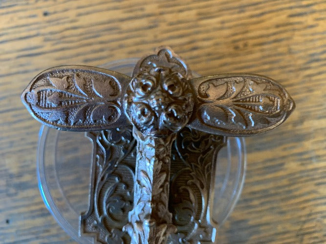 Antique Decorative Bronze Door Bell Lever - 3" x 4⅜" close up