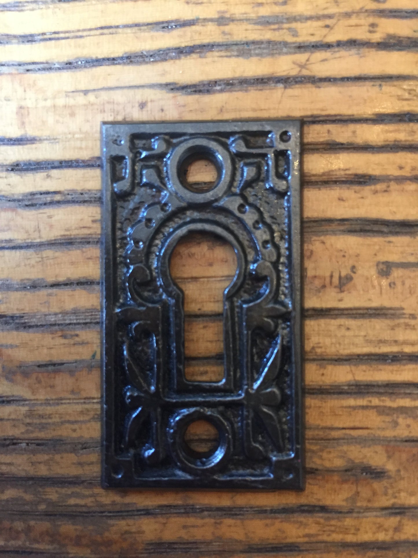 Antique Stamped Steel Keyhole Cover - 1⅛" x 1¾"