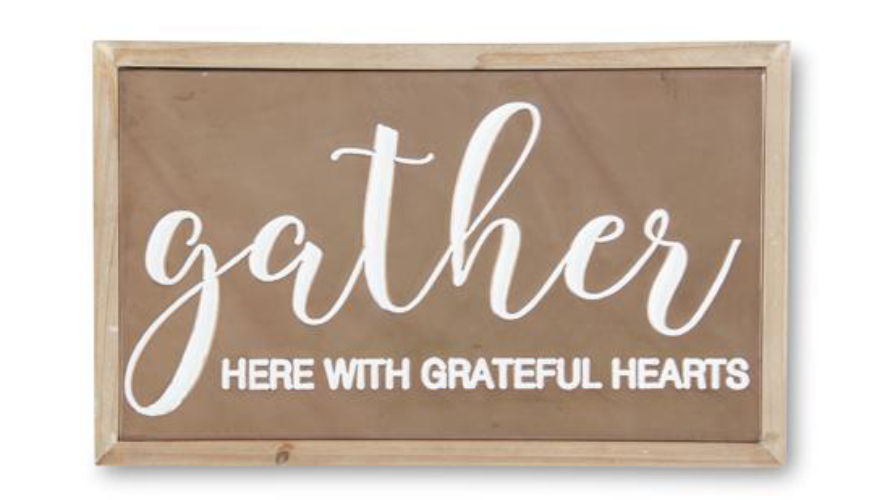 Copper Wall Signs (Family, Blessed or Gather) With Wood Frame gather