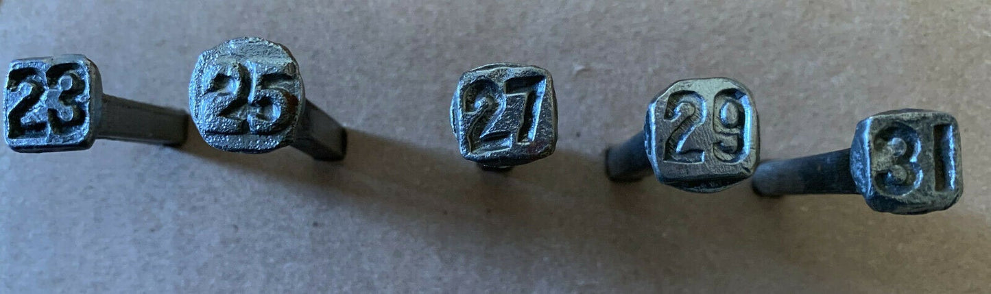 Vintage Railroad Tie Date Nails, Spike Train Track Numbered Raised Nails
