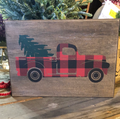 Red and Black Check Truck Box Sign