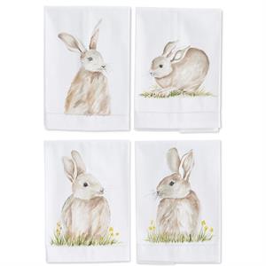 Assorted Bunny Handpainted Cotton Guest Towels