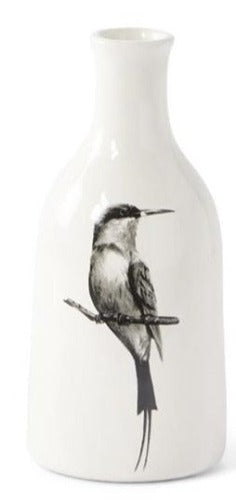 White Ceramic Bottles with Bird_CLEARANCE