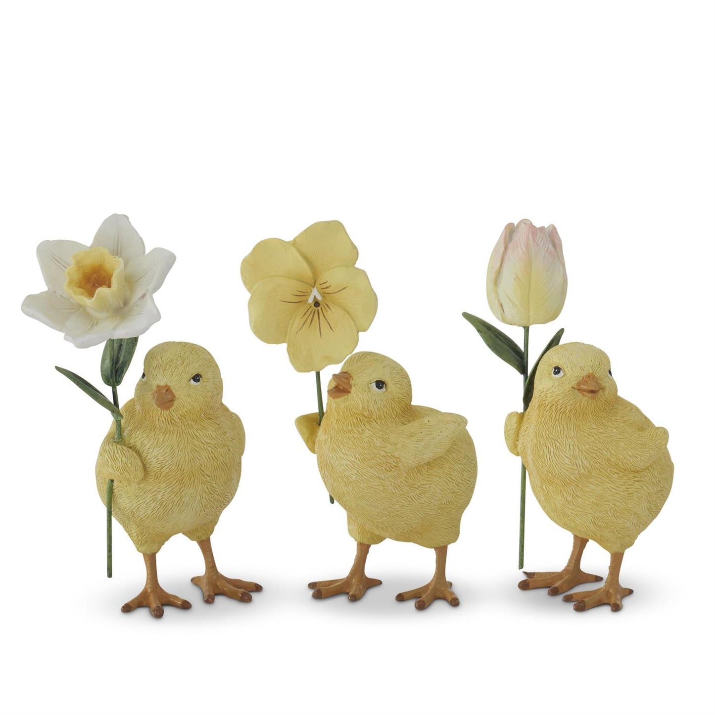 Assorted Resin Chicks with Flowers (3 Styles)