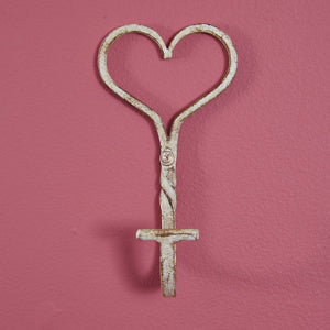 Aged Cast Iron Heart Hook